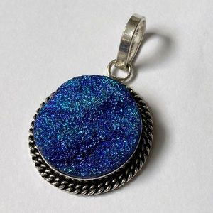 Peacock Titanium Crystal Druzy Pendant